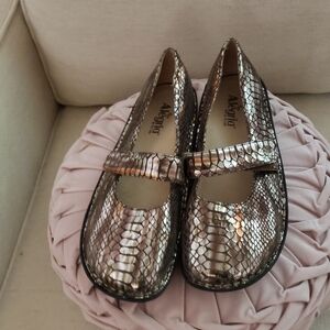 EUC- Alegria Silver Platinum Metallic Mary Janes
